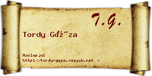 Tordy Géza névjegykártya