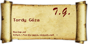 Tordy Géza névjegykártya